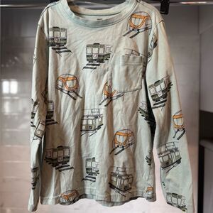 Tea Collection Green and Orange Long Sleeve Tee train fall winter 8